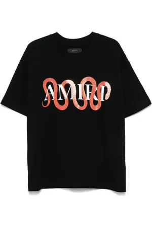 AMIRI Tops, Heren, Zwart, M, Katoen, Logo Print Crew Neck T-shirt