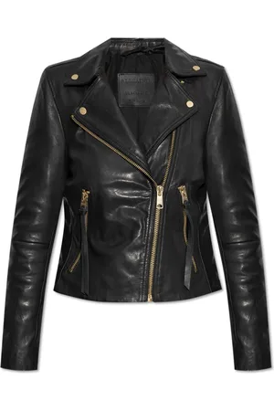 AllSaints Jassen, Dames, Zwart, S, Leer, Leren Jack Dalby
