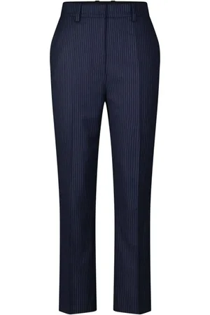 ANINE BING Broeken, Dames, Blauw, M, Wol, Wol Pinstripe Broek