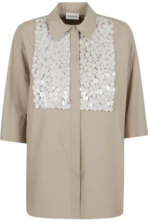 P.A.R.O.S.H. Blouses & Shirts, Dames, Bruin, XS, Katoen, Bruine Katoenen Shirt Chic Ontwerp