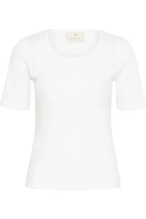 Kaffe Tops, Dames, Wit, L, Pointelle T-Shirt Top