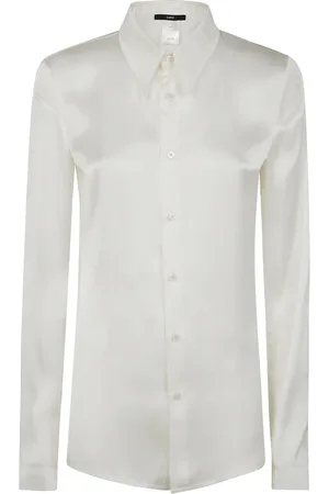 SAPIO Blouses & Shirts, Dames, Wit, S, Satin Klassieke Blouse