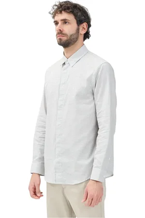 Armani Exchange Overhemden, Heren, Grijs, M, Katoen, Gestreept overhemd met lange mouwen