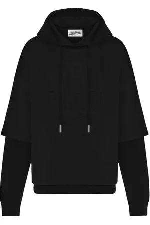 Jean Paul Gaultier Sweatshirts & Hoodies, Dames, Zwart, M, Katoen, Zwarte gelaagde hoodie met capuchon