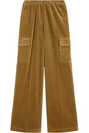 Aspesi Broeken, Dames, Bruin, S, Katoen, Cargo Velvet Broek Rechte Pijp