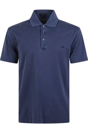 FAY Tops, Heren, Blauw, M, Katoen, Beige Katoenen Polo Shirt met Logo