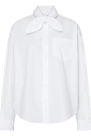 Ami Blouses & Shirts, Dames, Wit, S, Katoen, Overhemd met sjaalkraag