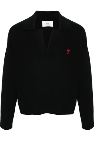 Ami Tops, Heren, Zwart, L, Katoen, Red Heart Polo Shirt