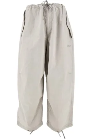 Autry Broeken, Dames, Grijs, L, Katoen, Parachute Cotton Wide Leg Broeken