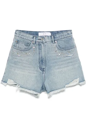 IRO Korte broeken, Dames, Blauw, M, Denim, Blauwe Shorts met Studs