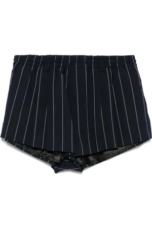 Alexander Wang Korte broeken, Dames, Blauw, M, Donkerblauwe Gestreepte Elastische Taillebroek