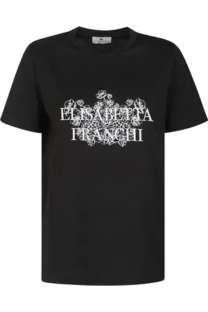 Elisabetta Franchi Tops, Dames, Zwart, XS, Katoen, Casual Katoenen T-shirt