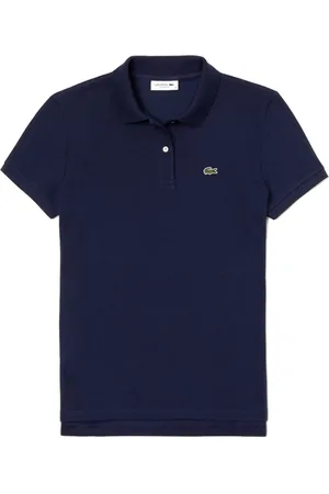 Lacoste Tops, Dames, Blauw, S, Blauw Polo Shirt Krokodil Patch Casual