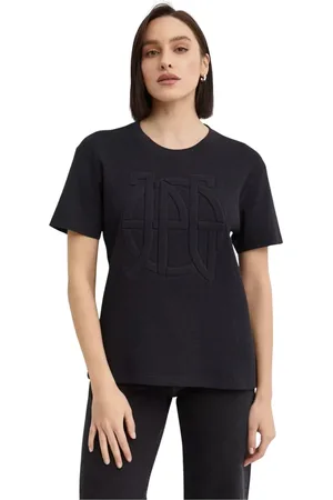 Jean Paul Gaultier Tops, Dames, Zwart, S, Katoen, Zwart Logo In reliëf Oversized T-shirt