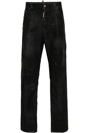 Dsquared2 Jeans, Heren, Zwart, M, Denim, Zwarte Coated Denim Jeans