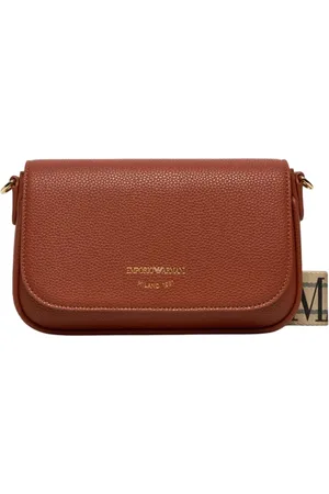 Emporio Armani Tassen, Dames, Bruin, ONE Size, Gedrukte Hertenleren Schoudertas