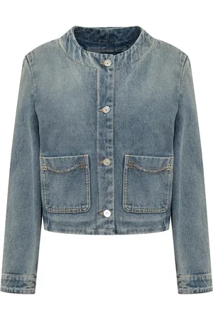 Givenchy Jassen, Dames, Blauw, XS, Denim, Denim jack met 4G-kettingdetail