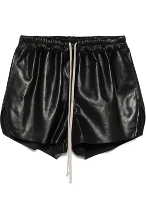 Rick Owens Korte broeken, Dames, Zwart, S, Zwarte Trekkoord Elastische Taille Shorts