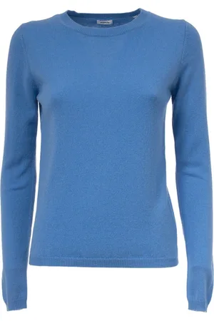 Aspesi Truien, Dames, Blauw, L, Kasjmier, Cashmere Crewneck Trui