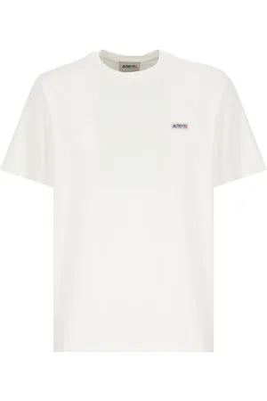 Autry Tops, Heren, Wit, L, Katoen, Katoenen T-shirt met Logo Label