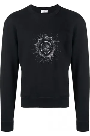 Saint Laurent Sweatshirts & Hoodies, Heren, Zwart, XS, Katoen, Logo Katoenen Sweatshirt