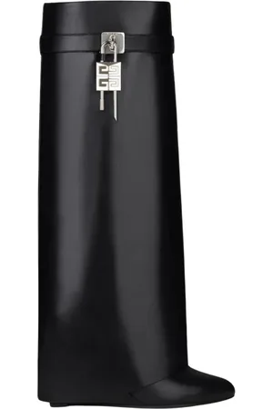 Givenchy Schoenen, Dames, Zwart, 38 1/2 EU, Leer, Shark Lock Enkellaarsjes