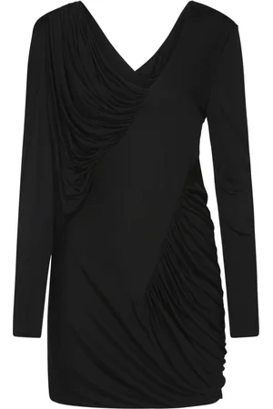 Saint Laurent Kleedjes, Dames, Zwart, M, Gedrapeerde Jersey Jurk