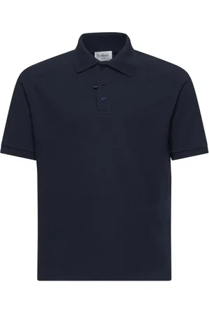 Saint Laurent Tops, Heren, Blauw, M, Katoen, Blauw poloshirt met Cassandre-borduursel