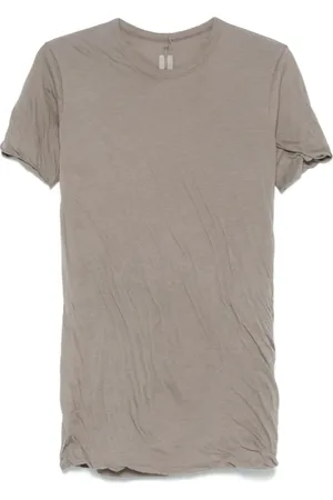 Rick Owens Tops, Heren, Grijs, M, Katoen, Grijs katoenen T-shirt met gedrapeerd effect