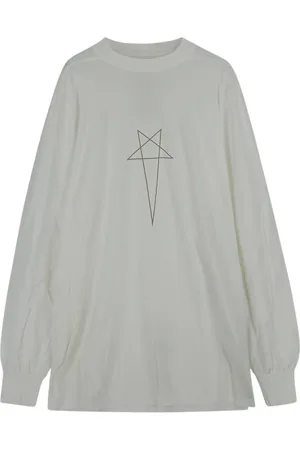 Rick Owens Tops, Heren, Wit, M, Katoen, Long Sleeve T-Shirt