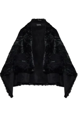 Balenciaga Jassen, Dames, Zwart, ONE Size, Polyester, Faux Fur Cape