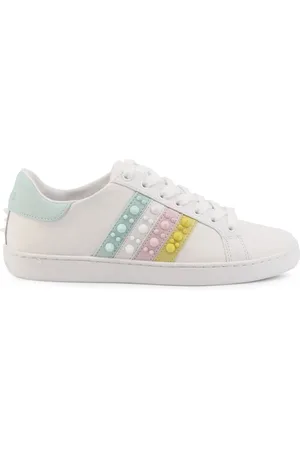 Guess Schoenen, Dames, Wit, 38 EU, Leer, Leren Low Top Sneakers