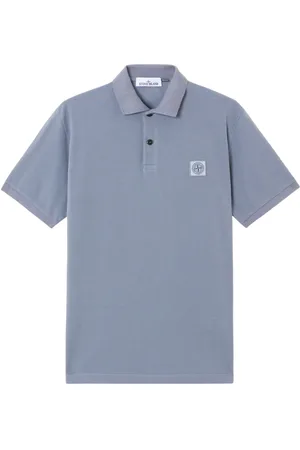 Stone Island Tops, Heren, Blauw, L, Katoen, Piqué Polo Shirt met Compass Logo