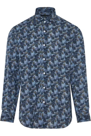 BARBA Overhemden, Heren, Blauw, 5Xl, Katoen, Italiaans Linnen Katoenen Overhemd