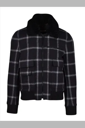 Saint Laurent Jassen, Heren, Zwart, M, Wol, Aviator Jacket