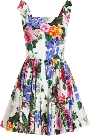 Dolce & Gabbana Kleedjes, Dames, Veelkleurig, XS, Witte jurken met strikbandjes