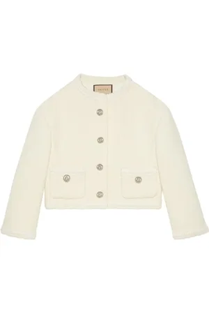 Gucci Jassen, Dames, Wit, S, Tweed, Witte Tweed Jas met Knopen