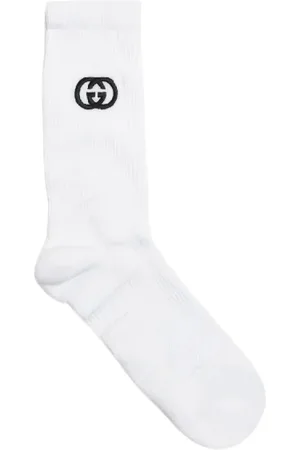 Gucci Ondergoed, unisex, Wit, L, Katoen, Witte Katoenen Logo Enkelsokken