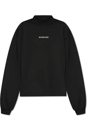 Balenciaga Tops, Dames, Zwart, L, Katoen, T-shirt met lange mouwen
