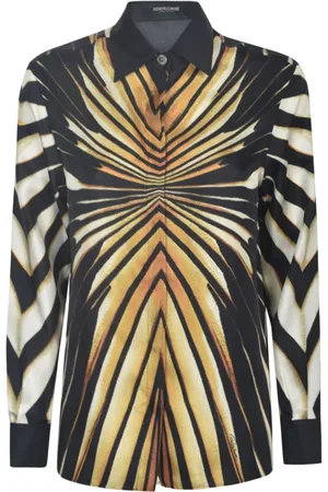Roberto Cavalli Blouses & Shirts, Dames, Veelkleurig, M, Abstracte Print Zijden Blouse