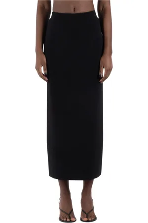Max Mara Rokken, Dames, Zwart, S, Polyester, Zwarte Midi Rok met Details