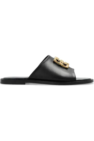 Givenchy Schoenen, Dames, Zwart, 38 EU, Leer, 4G Liquid Flat Slippers