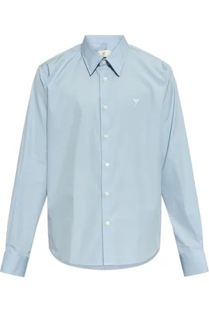 Ami Overhemden, Heren, Blauw, M, Katoen, Overhemd met logo