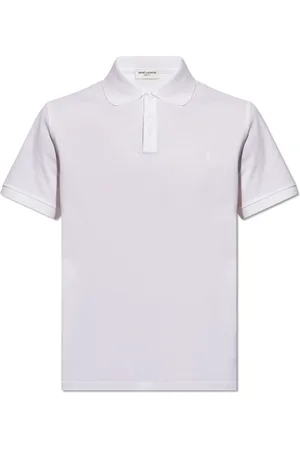 Saint Laurent Tops, Heren, Wit, S, Katoen, Monogram Polo