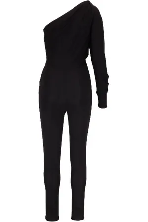 Saint Laurent Jumpsuits & Playsuits, Dames, Zwart, M, One-Shoulder Ruched Jumpsuit