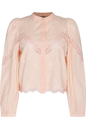Twin-Set Blouses & Shirts, Dames, Roze, XL, Katoen, Roze Bloemen Geborduurde Shirt