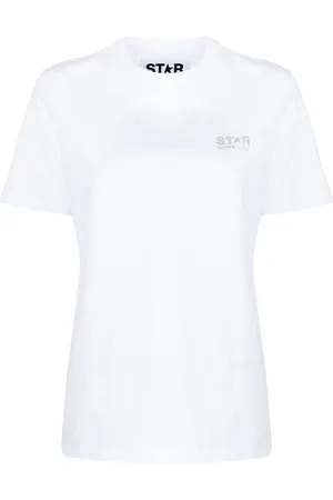 Golden Goose Tops, Dames, Wit, S, Katoen, T-shirt met sterlogo-print