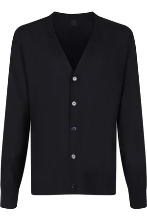 Givenchy Truien, Heren, Blauw, XL, Katoen, Blauwe Sweater Cardigan Katoen Zijde V-Hals