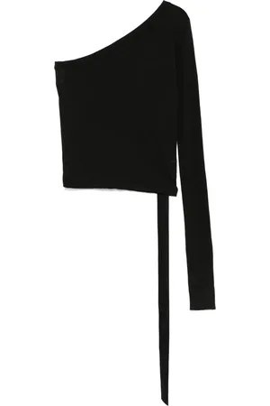 Rick Owens Tops, Dames, Zwart, XS, Katoen, Top met lange mouwen en bandjes
