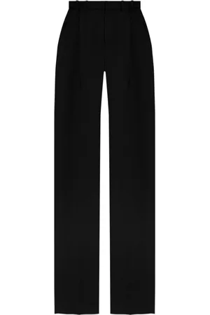 Saint Laurent Broeken, Dames, Zwart, M, Wol, Zwarte wollen broek met rechte pijpen